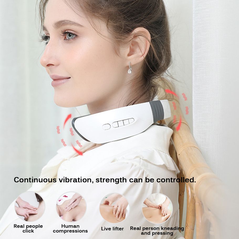 U Shape Magnetic effect Electric Pulse Neck Massager Adjustable Cervical Physiotherapy Full Body Massager - No heating function