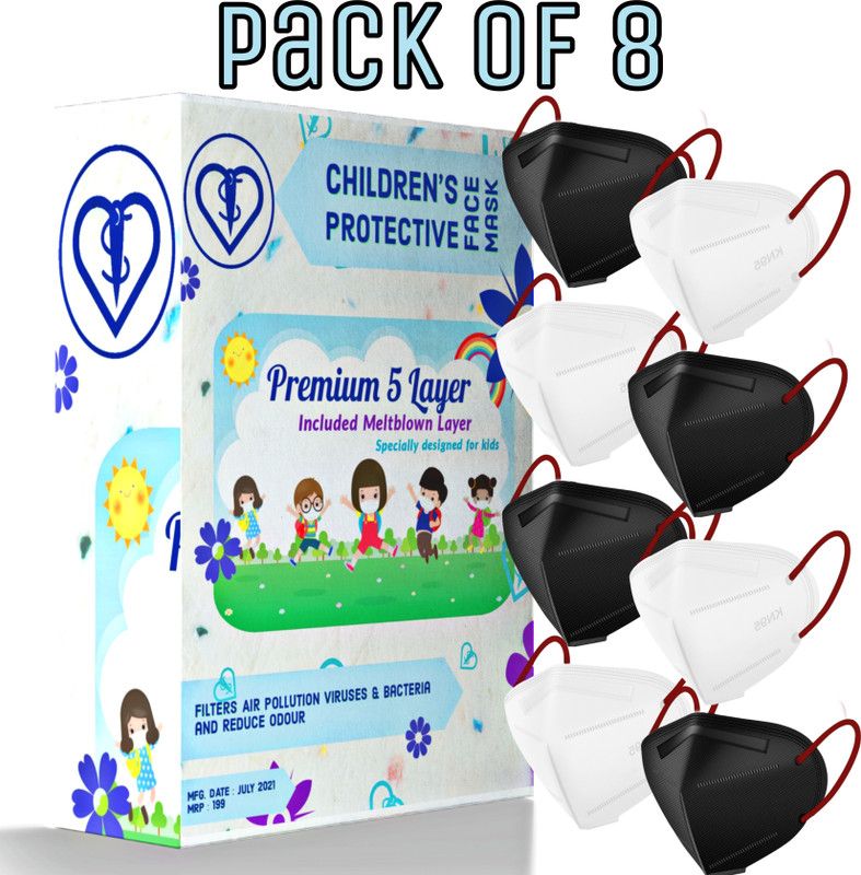 SUBHUSHA N95-kids-8PCS-Black & White Cloth Mask  (Free Size, Pack of 8)