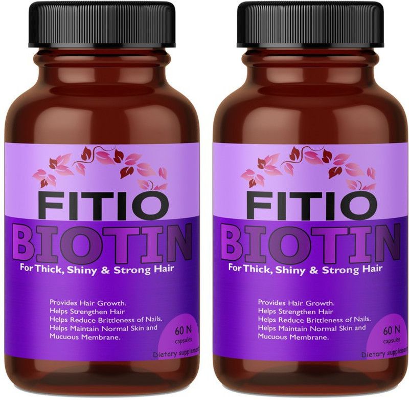 FITIO Biotin 10000 mcg with Keratin For Hair Natural(Pack Of 2)  (2 x 60 No)