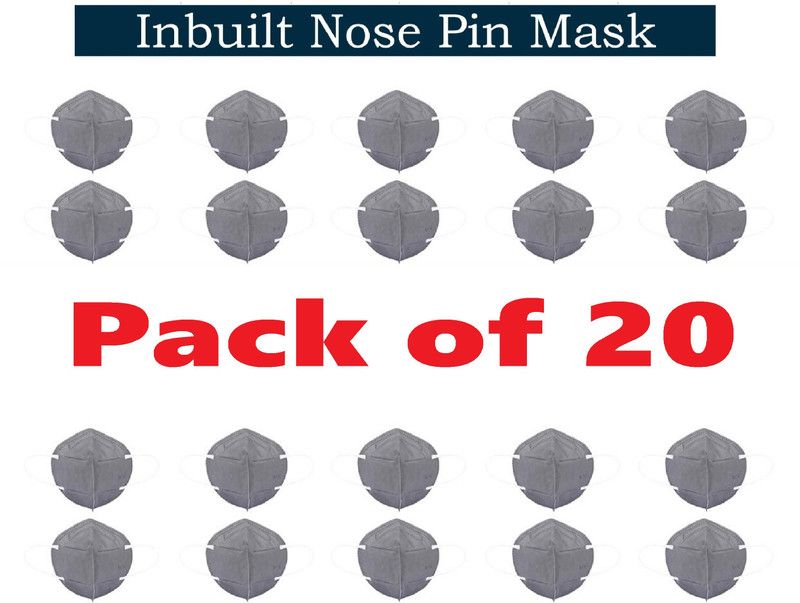 ISAAK N95 5 Layer Reusable Anti - Pollution Breathable Face Mask for Men , Women and Kids mask respirator Water Resistant, Reusable, Washable GREY N95 Earloop (Pack of 20) Reusable  (Grey, Free Size, Pack of 20)