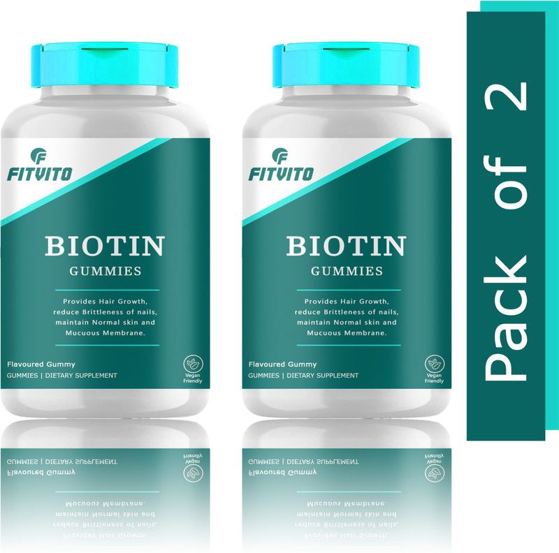 Fitvito Biotin Gummies for Hair Growth | Skin Glow & Longer Nails (SD34)  (2 x 15 No)