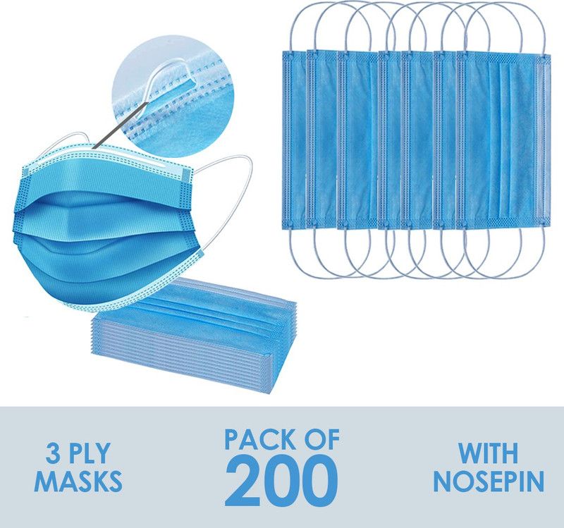 Sugero SH_SP0008-200 Surgical Mask  (Free Size, Pack of 200, 3 Ply)