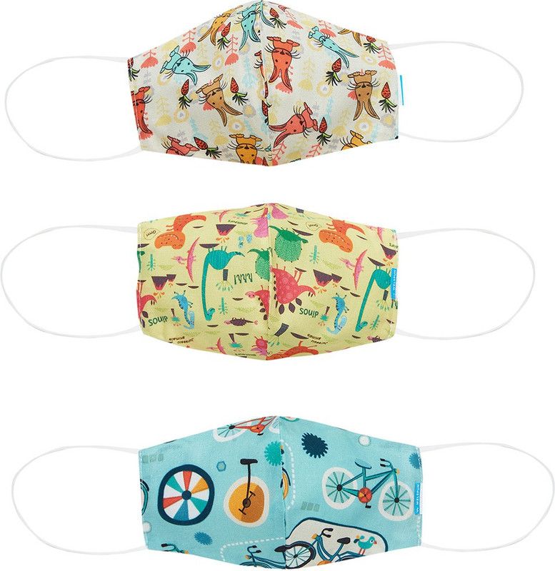 Welspun HEALTH Anti-bacterial Reusable Cotton mask for Kids - 3 PC set 1048415 Cloth Mask  (Multicolor, Free Size, Pack of 3)