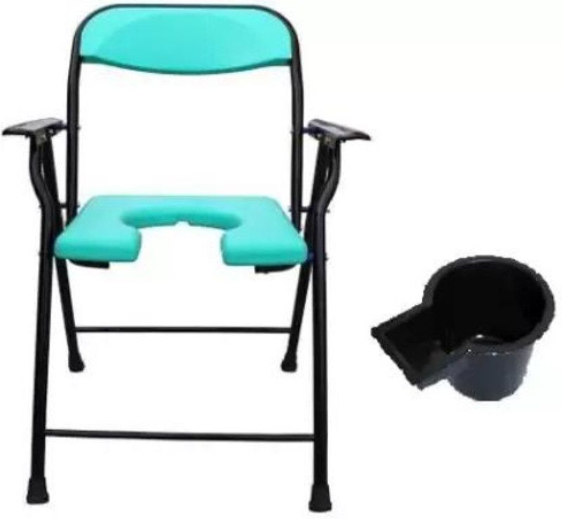 Fidelis Healthcare Premium Commode Chair With Pot Seat Comfortable Safe Indian Toilet Anti-Skid Commode Chair  (Green)