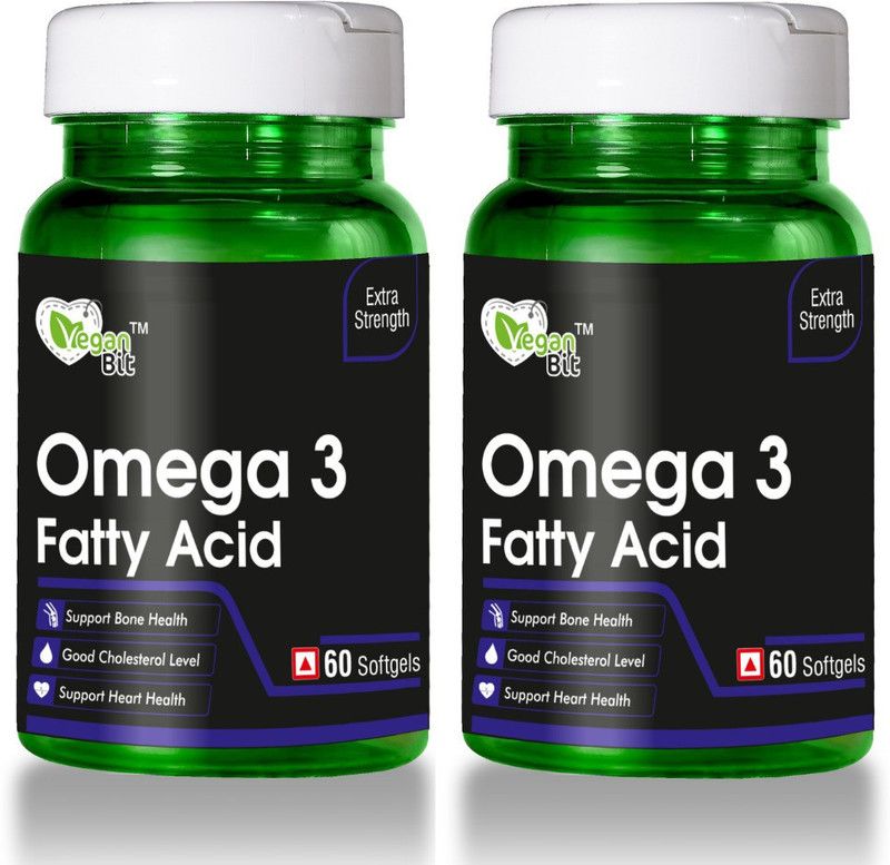Vegan Bit Omega-3 Fish oil Healthy Heart, Eye,Joints & Mercury Free-2X60-Soft Gel(Pack of 2)  (2 x 30 Capsules)