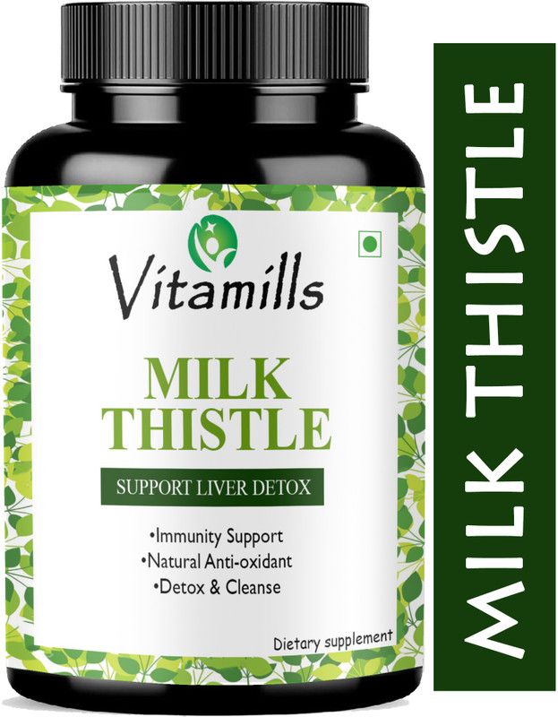 Vitamills Milk thistle for liver support and liver detox for men and women(Natural)  (30 Capsules)