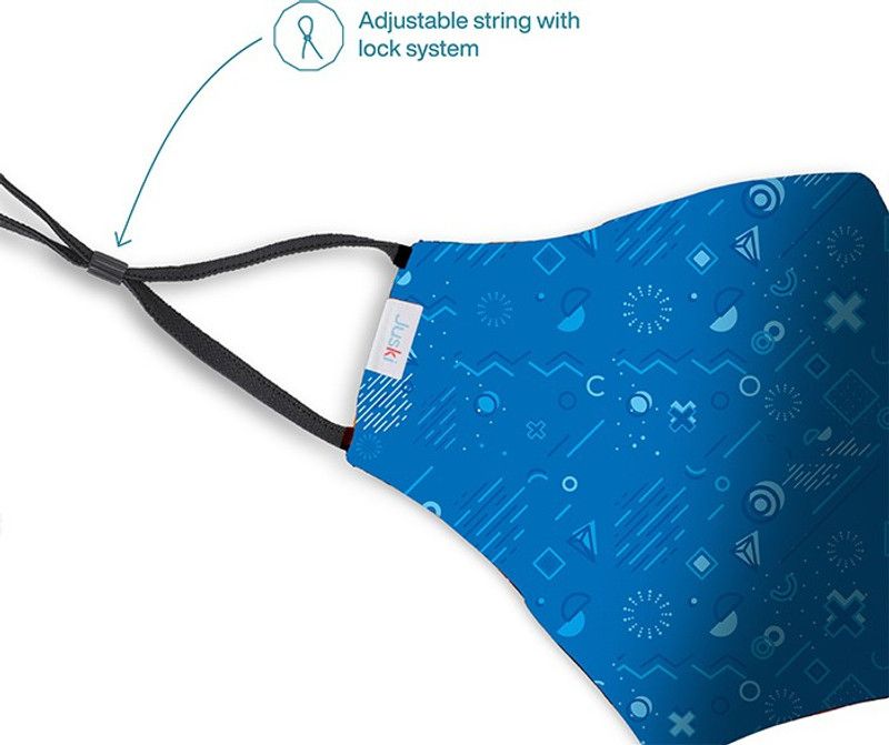 Juski Junior Reusable Protective Mask for Men- Black print (Pack of 2) Cloth Mask  (M, Pack of 2, 3 Ply)