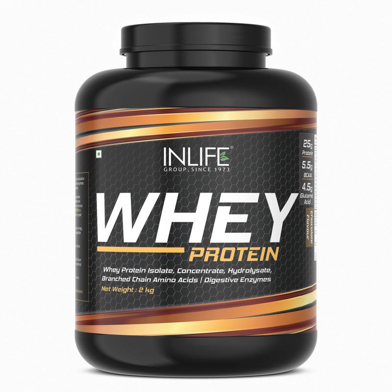 Inlife Whey Protein Powder With Isolate Concentrate Hydrolysate- 2 kg (Chocolate Flavou) Whey Protein  (2 kg, Chocolate)