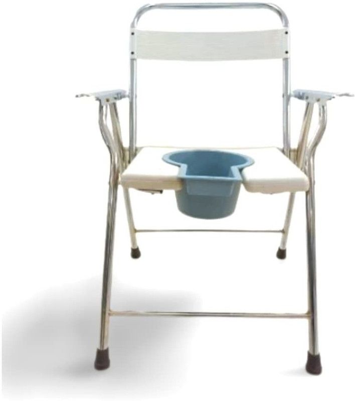 Fidelis Healthcare Premium Commode Chair With Pot Seat Comfortable Safe Indian Toilet Anti-Skid Commode Chair  (White)