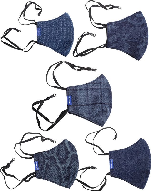 JACK & JONES 214399101 Cloth Mask  (Blue, Free Size, Pack of 5)