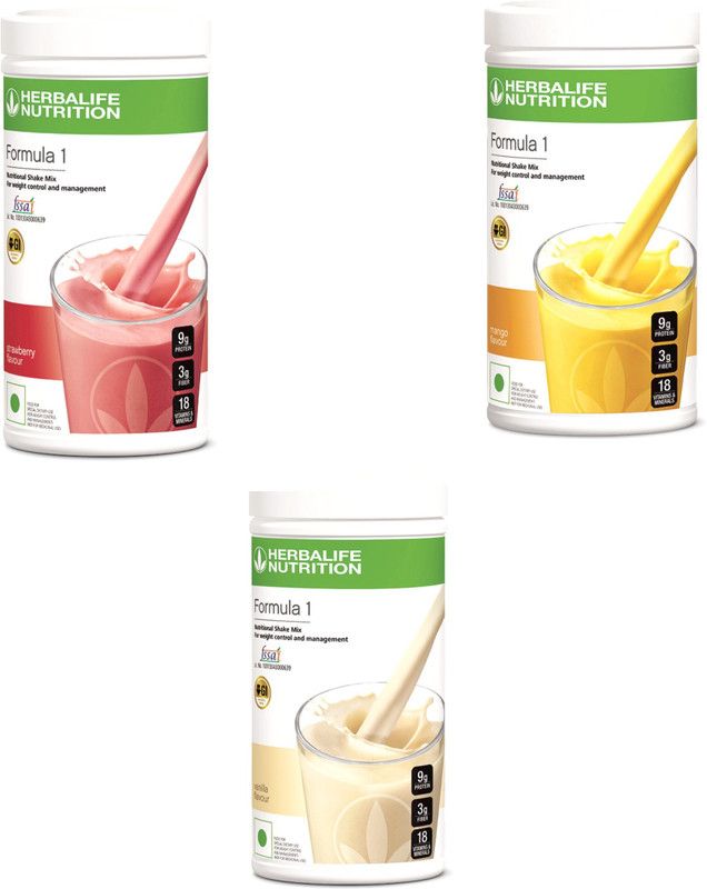 HERBALIFE Formula 1-Nutritional Shake Mix-Strawberry-500g, Mango-500g, Vanilla-500g. Nutrition Bars  (500 g, Mango, Vanilla, Strawberry)