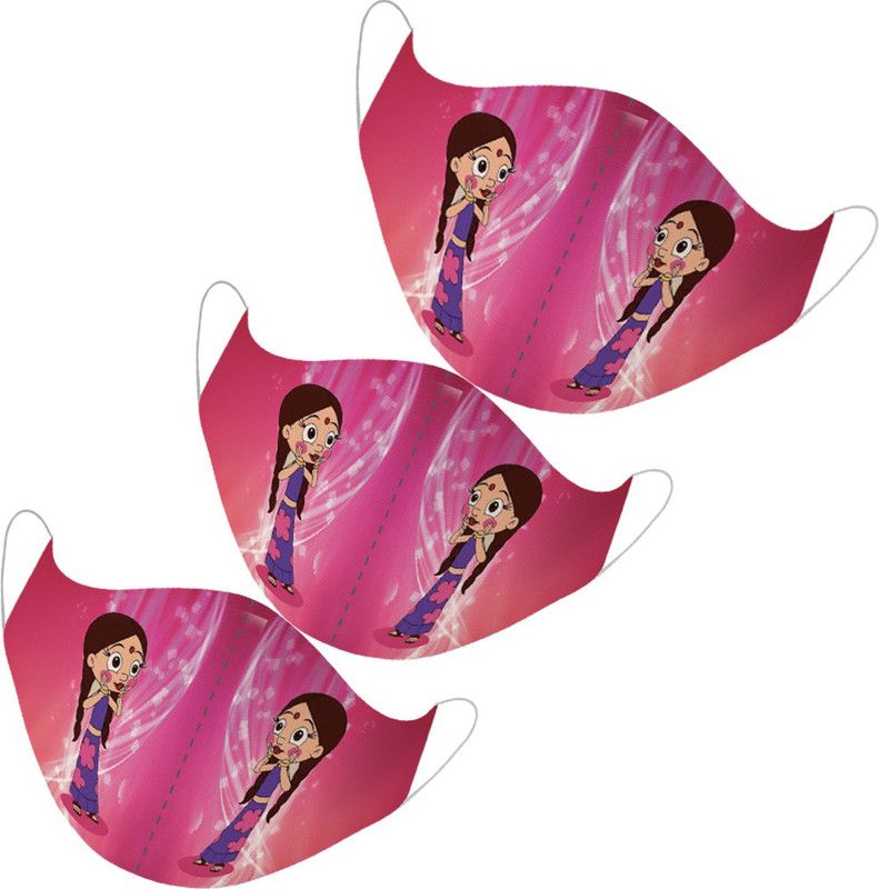 OddClick Kids Set of 3, Chhota Bheem Ki Chutki Graphic Printed Reusable Outdoor Indoor Pollution Protection Face Covering Mask For Kids-Child MSK22 Reusable, Washable Cloth Mask  (Multicolor, Free Size, Pack of 3)