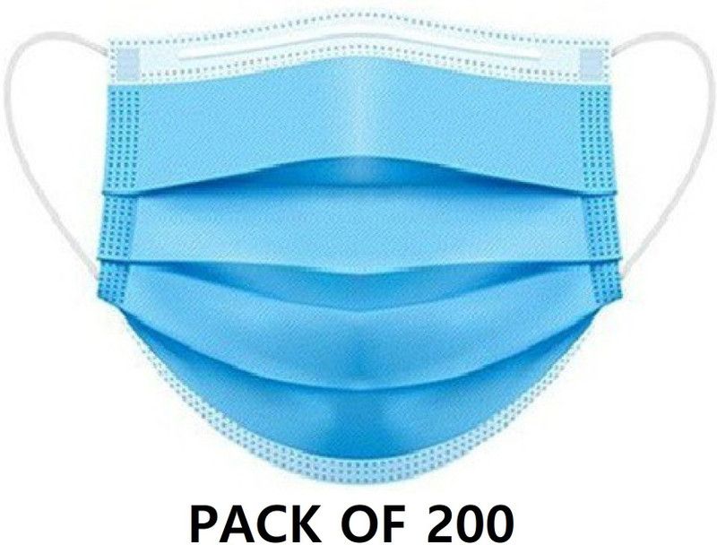 Nea 3ply - 3 Layer Surgical Mask BIS certified Pharmaceutical Mask Face Mask SURGICAL-200 mask 00022 Water Resistant Surgical Mask With Melt Blown Fabric Layer  (Blue, Free Size, Pack of 200, 3 Ply)