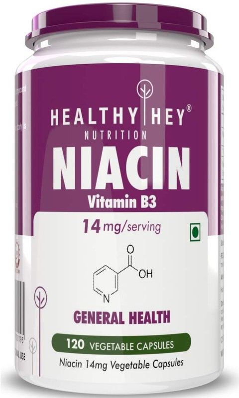 HealthyHey Nutrition Niacin - Vitamin B3-120 Veg. Capsules  (16 mg)