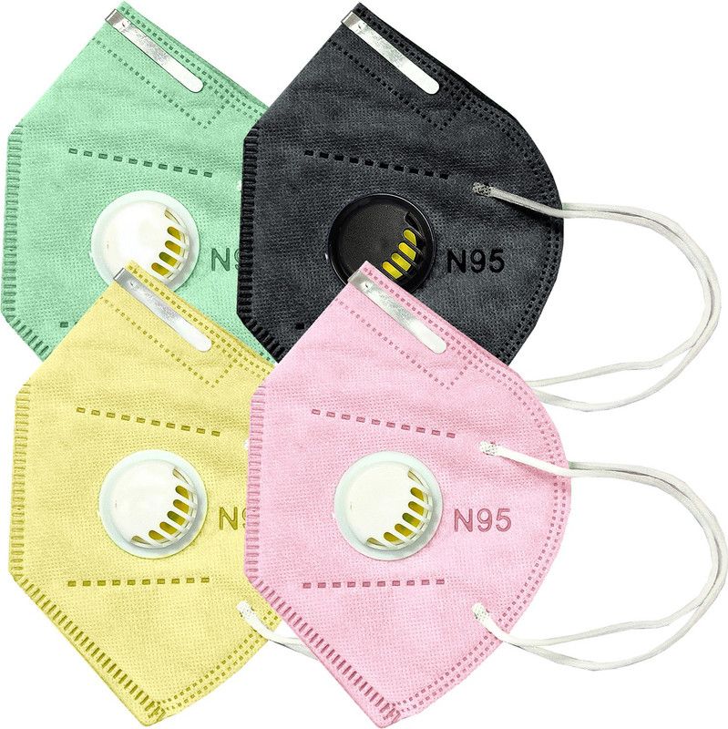 Sona N95-GRN-YLO-BLK-PNK-1 Reusable  (Free Size, Pack of 4)