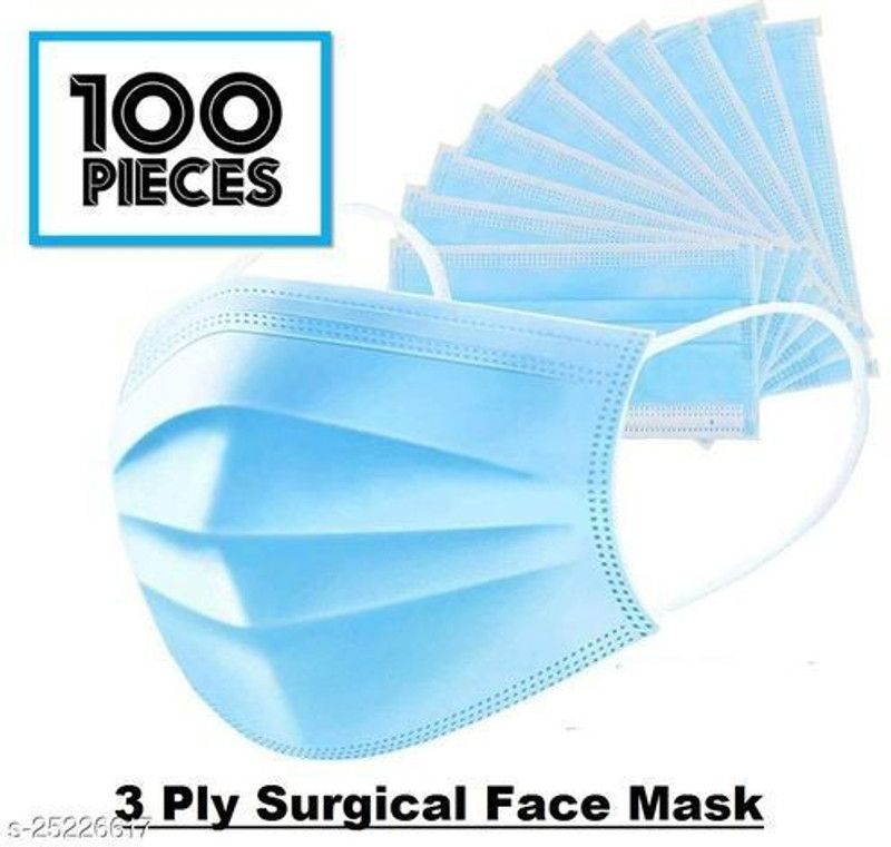 VARIKSH HOMES 3PLY 100 Surgical Mask  (Blue, Free Size, Pack of 100, 3 Ply)