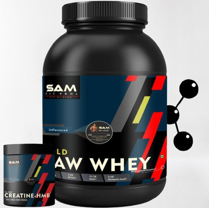 SAMFIT Pro Gold Raw Whey 1000g + Creatine HMB 100g Combo Whey Protein  (1.1 kg, Unflavored)
