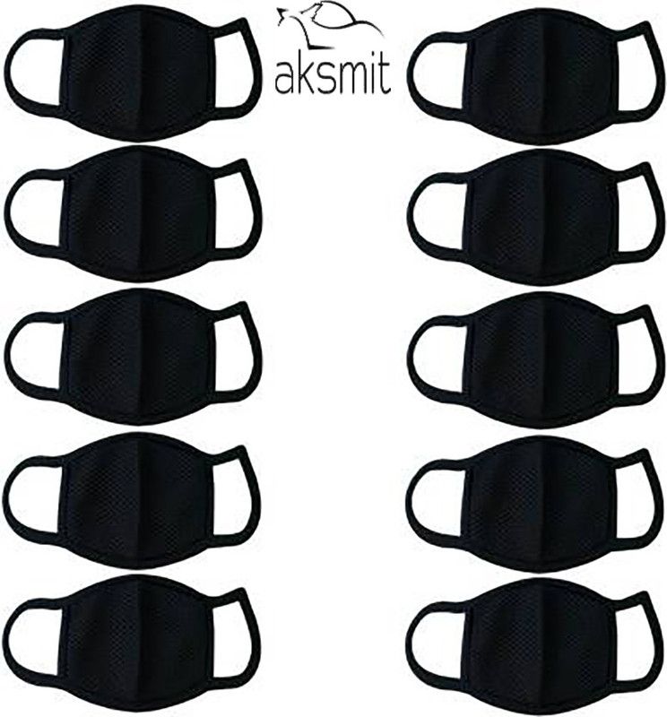 aksmit Reusable Anti-dust Anti-Pollution Masks Respirator (10 Piece) Unisex Reusable Pollution Mask Black Set 10  (Black, Free Size, Pack of 1)