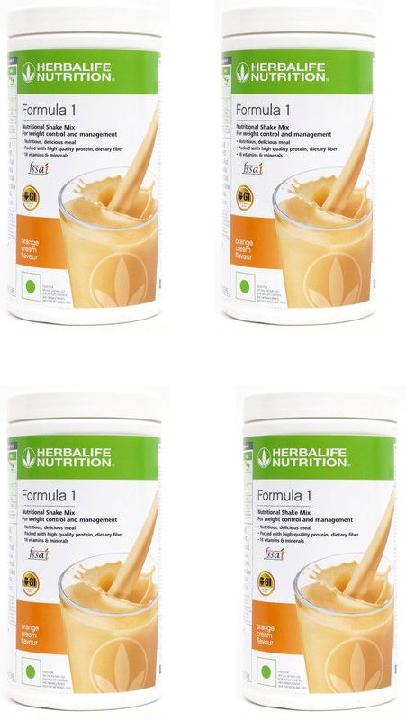 HERBALIFE Formula 1 Shake Orange Cream Flavor 4 PIECES Protein Shake  (2000 g, Orange Cream)