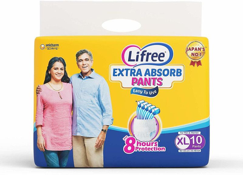 LIFREE Adult Diaper Pants Unisex, Medium size 10 Pieces Adult Diapers - XL  (10 Pieces)