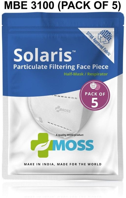 Solaris MBE 3100 Particulate Filtering Face Piece Respirator ( N95 , FFP2 , ISO & EN14126 & EN14683 & ASTM F1862 CERTIFIED , 5 LAYERS , BIOLOGICAL PROTECTION , EARLOOP VERSION ) MBE3100__  (White, Free Size, Pack of 5)