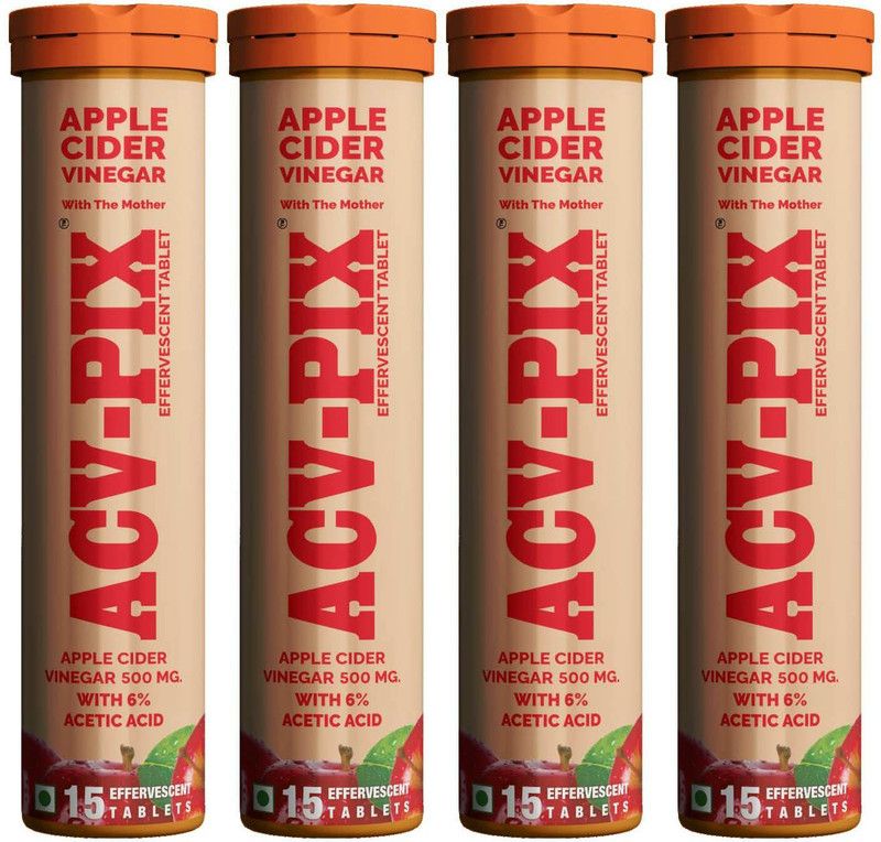 acv-pix APPLE CIDER VINEGAR EFFERVESCENT WITH MOTHER VITAMIN B6&B12 FOR WEIGHT LOSS  (4 x 15 Tablets)