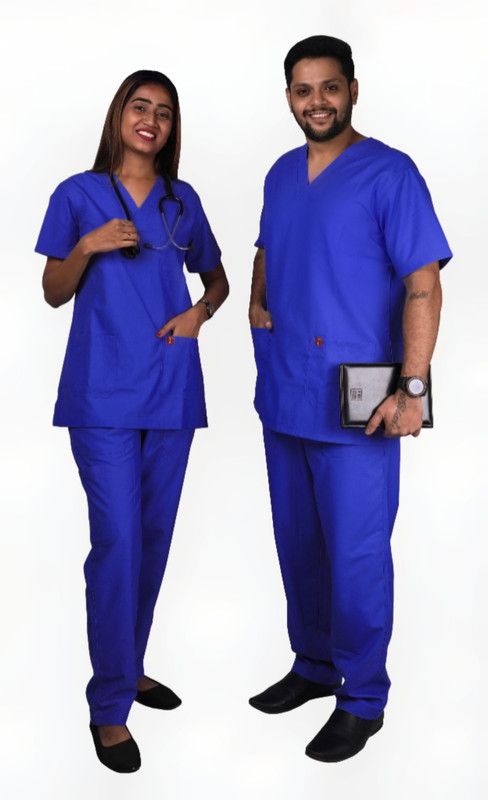 FRENCH TERRAIN FTSSLCPV-B15-2P-RB-M Shirt, Pant Hospital Scrub  (Royal Blue M)