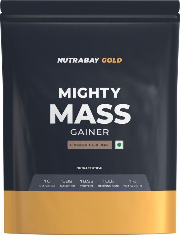 Nutrabay Gold Mighty Mass | Weight Gainer - 1Kg, Chocolate Supreme Weight Gainers/Mass Gainers  (1 kg, Chocolate Supreme)