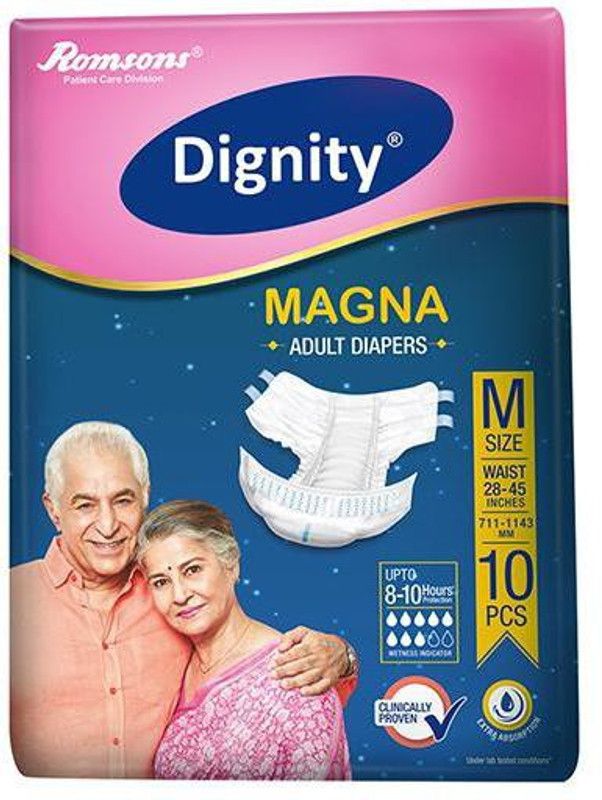 DIGNITY MAGNA ROMSONS ADULT DIAPERS Adult Diapers - M  (10 Pieces)