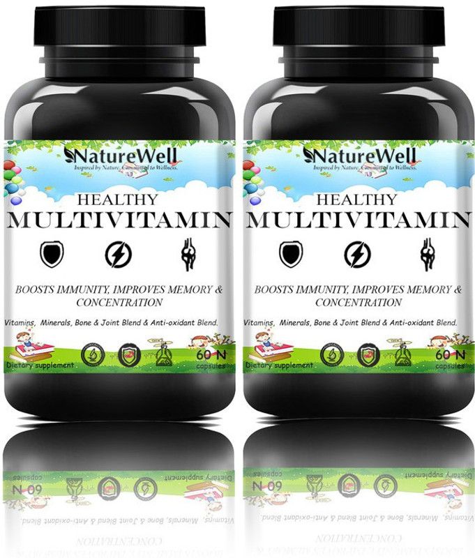 Naturewell Multivitamin For Men, Multivitamin Women, Multivitamin Kids Ultra (120 N K)  (2 x 60 No)