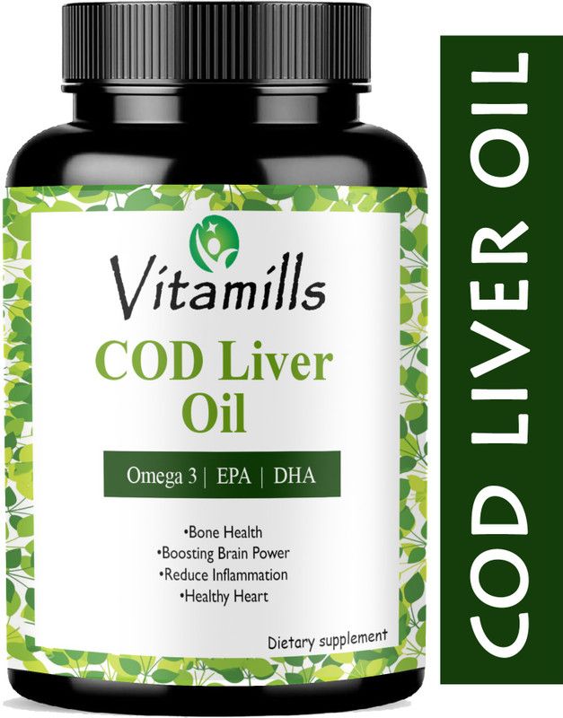 Vitamills Premium Cod Liver Oil Capsules, (Natural)  (30 Capsules)
