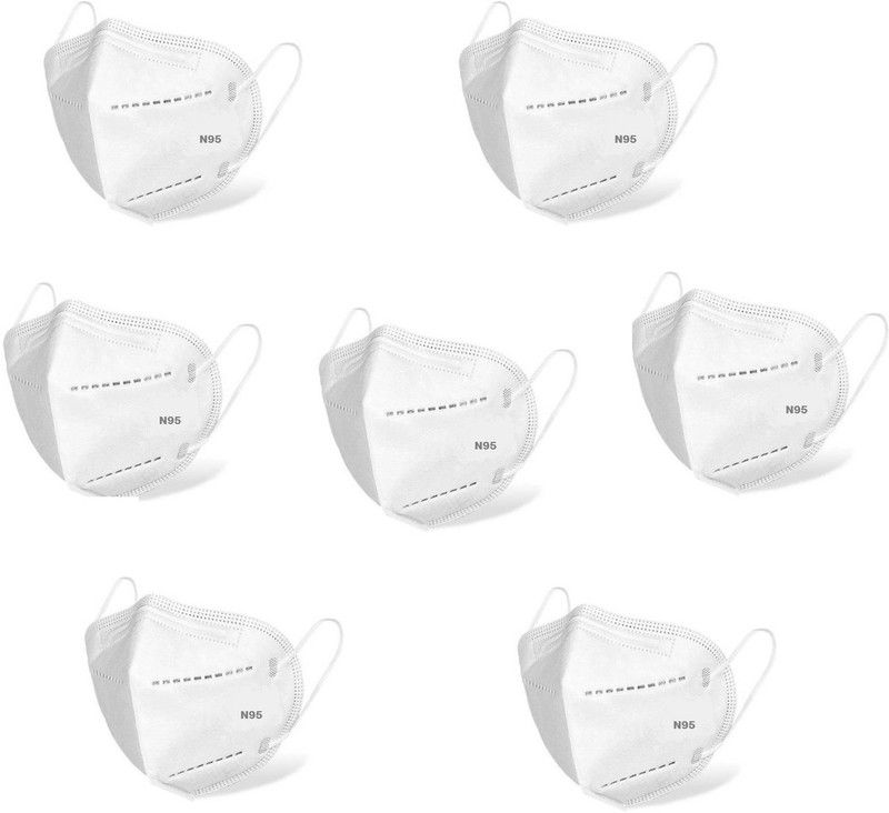 KIARVI GALLERY N95 Mask N95 7S Reusable, Washable, Breathable, Anti-Pollution & Anti Virus 5 Layers Protection Respirator With Melt Blown Fabric Face Mask For Men Women and Kidz  (White, Free Size, Pack of 7)