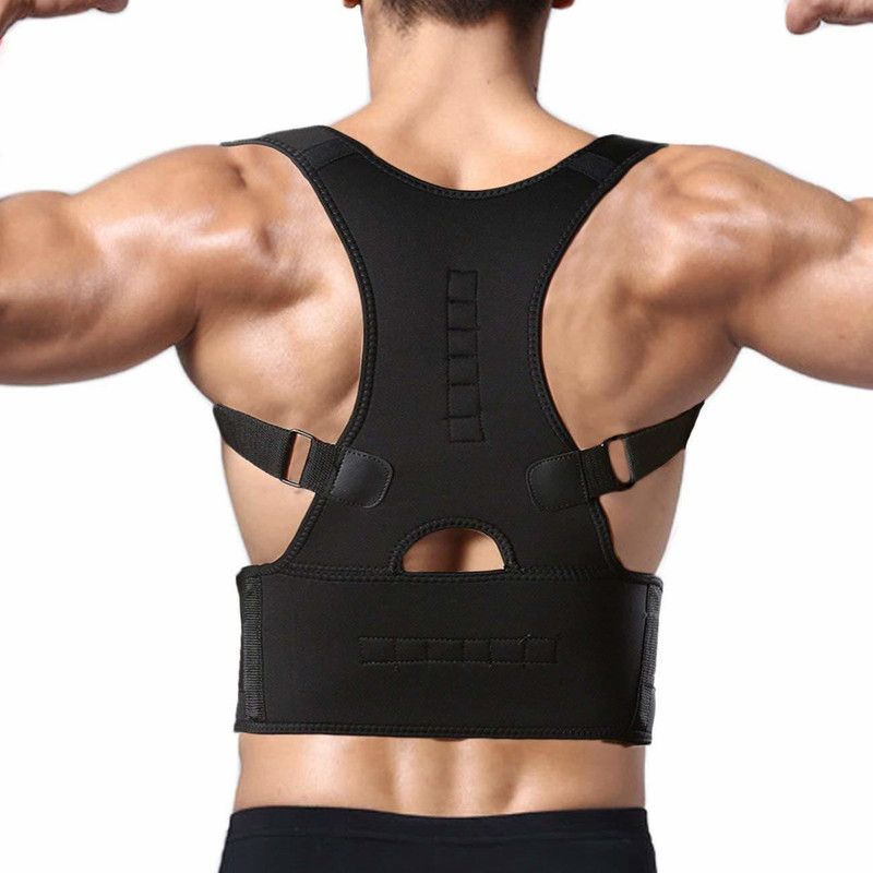 HEZKOL Posture Support Brace Adjustable Upper Back Brace For Men & Women Back & Abdomen Support  (Black)