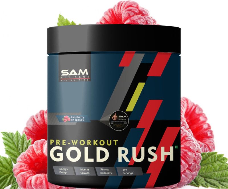 SAMFIT Pro BCAA Gold Rush Pre-Workout Suppliment BCAA  (250 g, Rasberry Lemon)