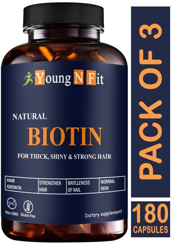 Young N Fit Biotin Maximum Strength for Hair Skin & Nails-10000 mcg (YNF144)Ultra  (3 x 60 Capsules)