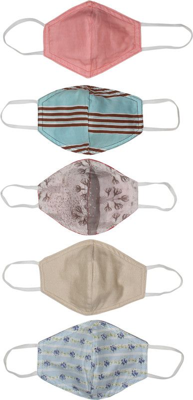 MUFFLY MSK-3 Cloth Mask  (Multicolor, Free Size, Pack of 5)
