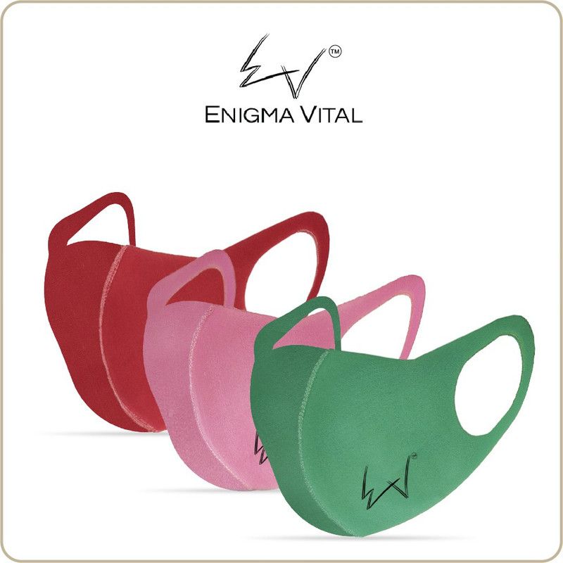 Enigma Vital Set of 3 Colors (Maroon, Baby Pink, Turqoise) Made In India | Reusable & Washable | 3-Layered Outdoor Protection Face Mask for Men & Women Water Resistant, Reusable, Washable Cloth Mask  (Free Size, Pack of 3)