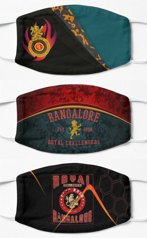 ELEGANT FOX Royal challengers Bangalore RCB IPL reusable washable cotton cloths mask pack of 3 Royal challengers Bangalore Reusable, Washable Cloth Mask  (Multicolor, Free Size, Pack of 3, 2 Ply)