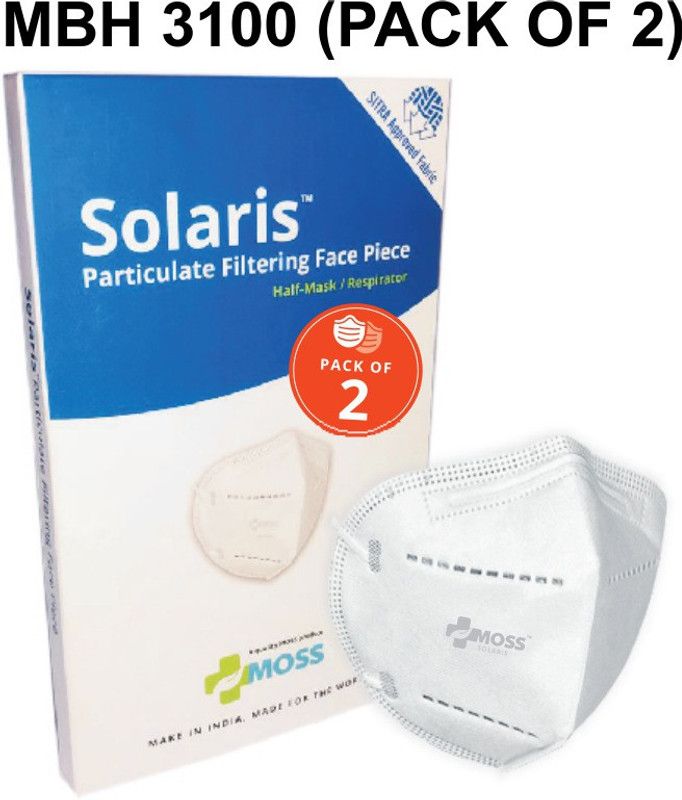 Solaris MBH 3100 Particulate Filtering Face Piece Respirator ( N95 , FFP2 , ISO & EN14126 & EN14683 & ASTM F1862 CERTIFIED , 5 LAYERS , BIOLOGICAL PROTECTION , HEADLOOP VERSION ) MBH3100___2  (White, Free Size, Pack of 2)