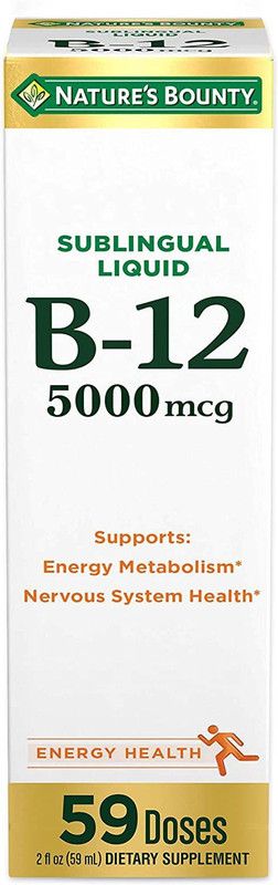Nature's Bounty Vitamin B12 Sublingual Liquid, Cardiovascular Health & Cellular Energy Support,  (59 ml)