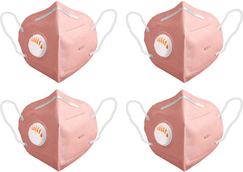 Lady Raiment KN95/N95 with Filter Face Mask, Anti-Pollution & Anti Virus Breathable Face Mask With Melt Blown Fabric Layer N-95 Baby Pink Mask Pack -4 Washable  (Pink, Free Size, Pack of 4)