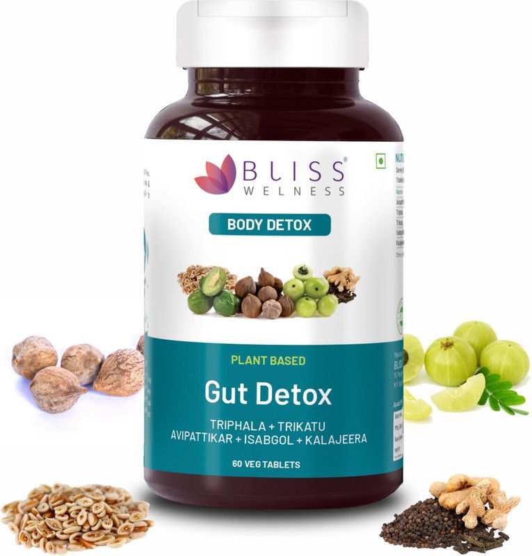 Bliss Welness Gut Detox | Probiotics Trikatu Triphala Avipattikar | Toxin Removal Supplement  (60 Tablets)