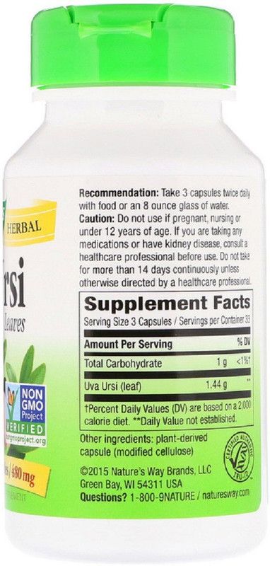 Nature's Way Nature's Way, Uva Ursi, Leaves, 480 mg, 100 Vegetarian Capsules  (100 mg)