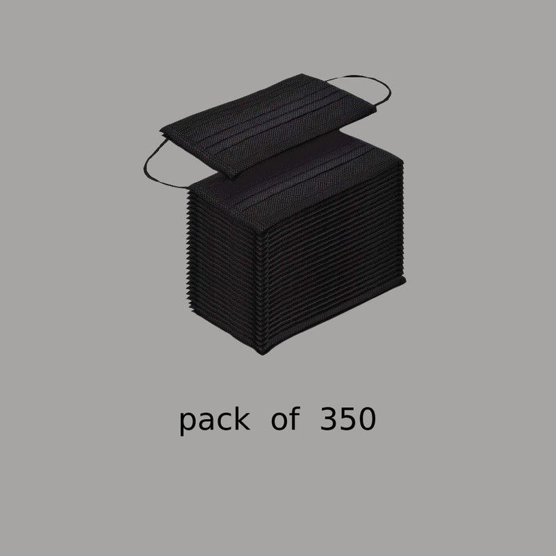 Laxmi synthetics 350 Unit 3 Layer Mask with Nose Pin Disposable Mask With Soft ear loop Water Resistant Surgical Mask With Melt Blown Fabric Layer  (Black, Free Size, Pack of 350, 3 Ply)