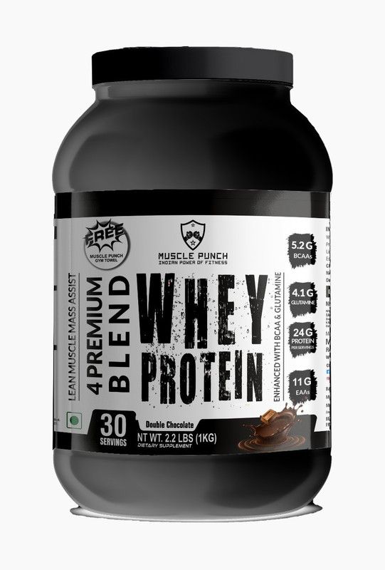 Muscle Punch Blend Whey Protein Double Chocolate Flavor 1kg Enhanced with BCAA & Glutamine Whey Protein  (1 kg, Double Chocolate)