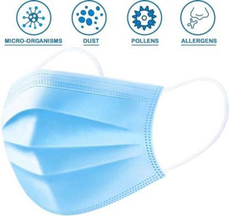 Alcove Anti_2 Surgical Mask With Melt Blown Fabric Layer  (Blue, Free Size, Pack of 25, 3 Ply)