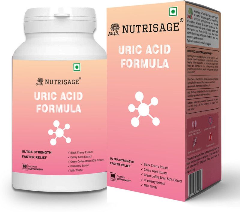 Nutrisage Uric Acid Formula for Men & Women [13 Potent Herbs] All Natural Uric Acid Cleanser  (60 Tablets)