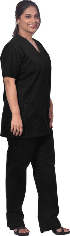 FRENCH TERRAIN FTSSPC-AM3S3P-BLK-S Shirt, Pant Hospital Scrub  (Black S)