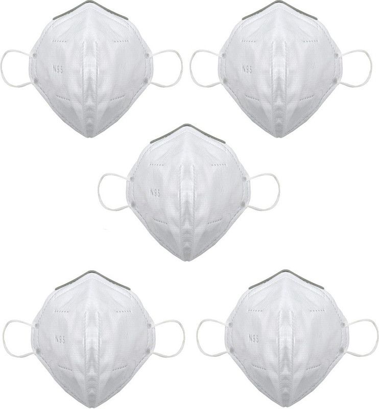 KIARVI GALLERY N95 Mask N 95 NM-5GW Reusable, Washable, Breathable, Anti-Pollution & Anti Virus 5 Layers Protection Respirator With Melt Blown Fabric Face Mask For Men Women and Kidz  (White, Free Size, Pack of 5)