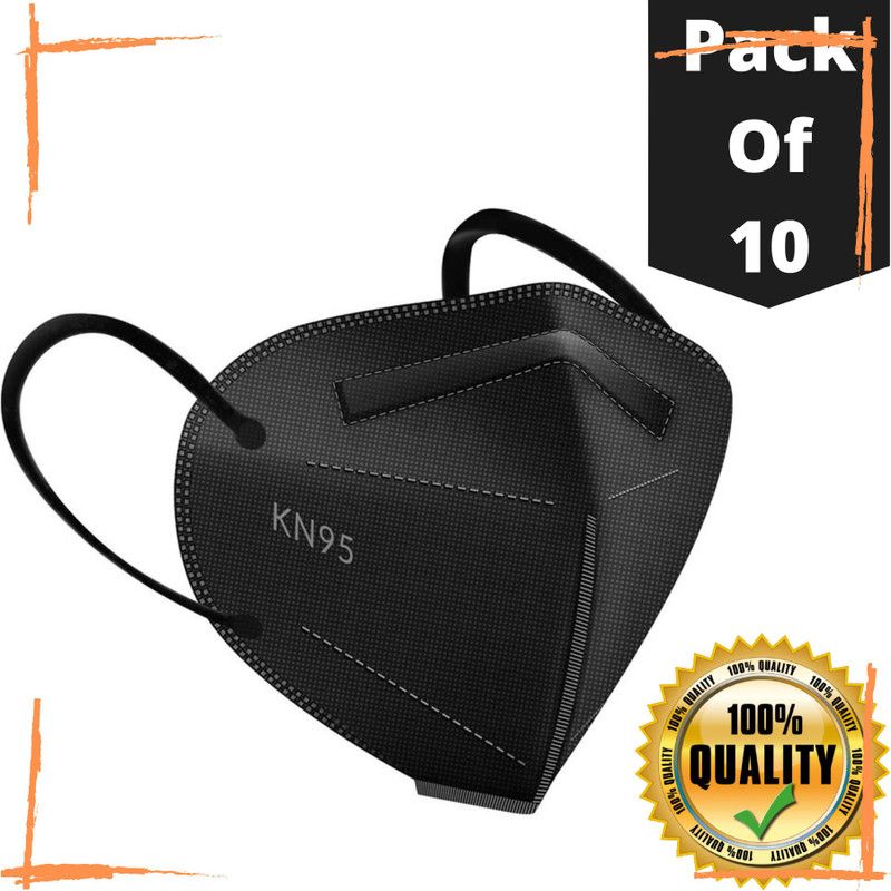 Fabaura BLK_205A10 5 Layers N95 / KN95 FFP2 Pharmaceutical Masks FOR MEN , WOMEN, & KIDS  (Free Size, Pack of 10)
